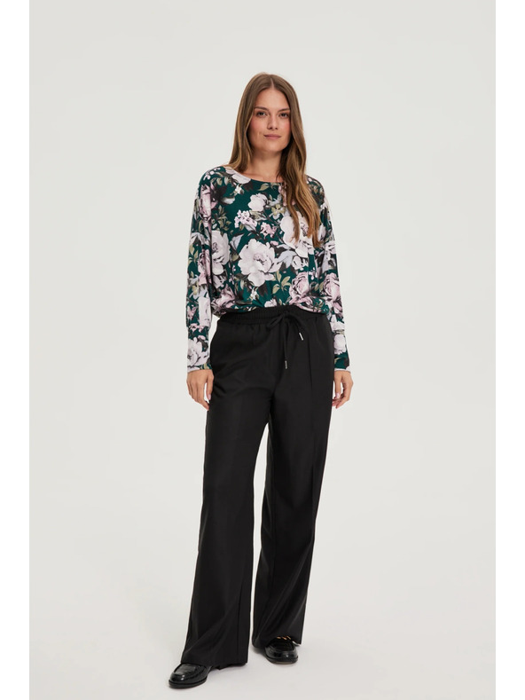 Moodo Crne hlače s širokim nogavicama Moodo