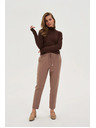 Moodo Tamno bež hlače s teksturom i ravnim nogavicama Moodo