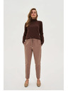 Moodo Tamno bež hlače s teksturom i ravnim nogavicama Moodo