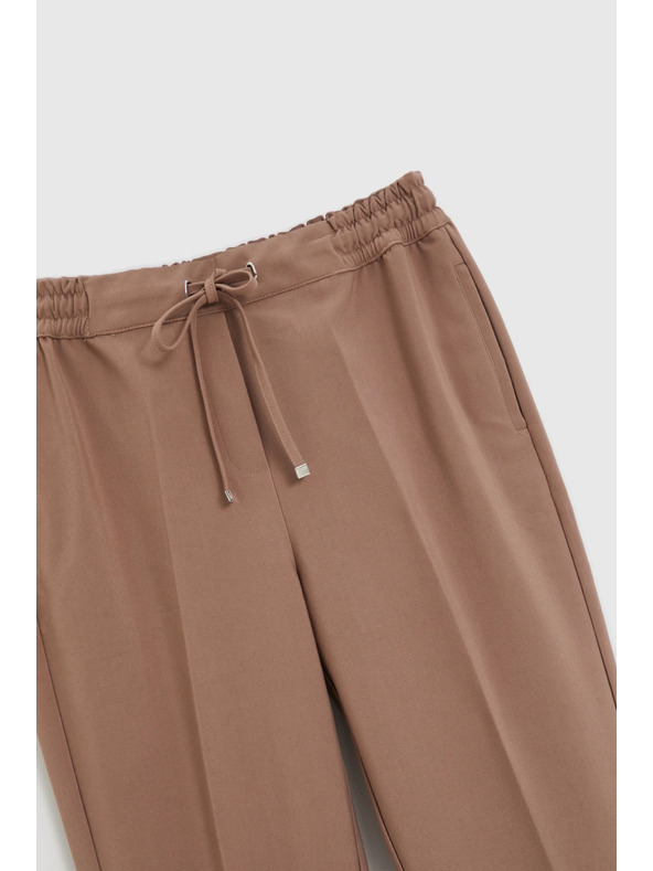 Moodo Tamno bež hlače s teksturom i ravnim nogavicama Moodo