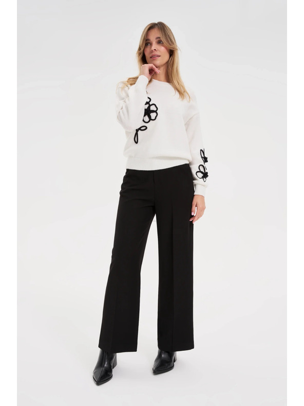 Moodo Crne hlače s širokim nogavicama Moodo