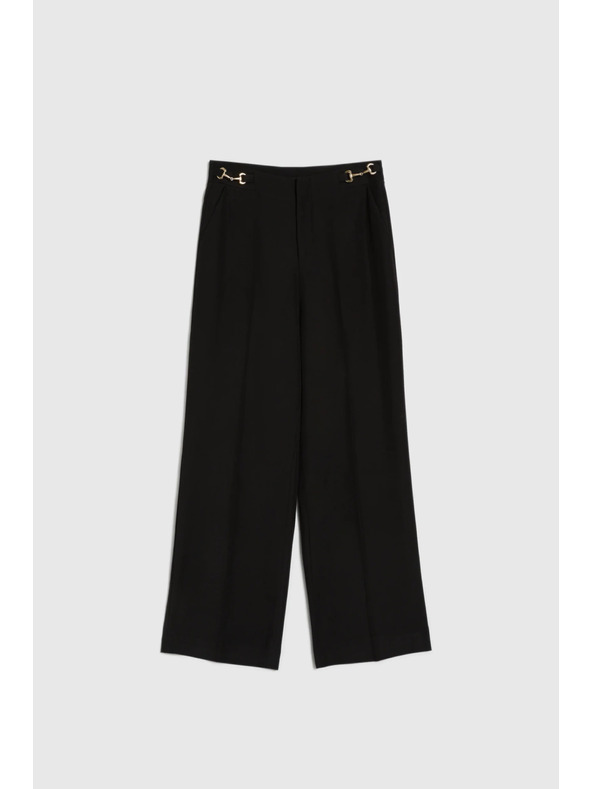 Moodo Crne hlače s širokim nogavicama Moodo