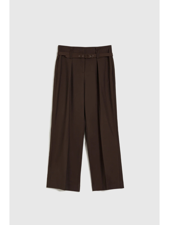 Moodo Smeđe hlače s teksturom i pojasom Moodo