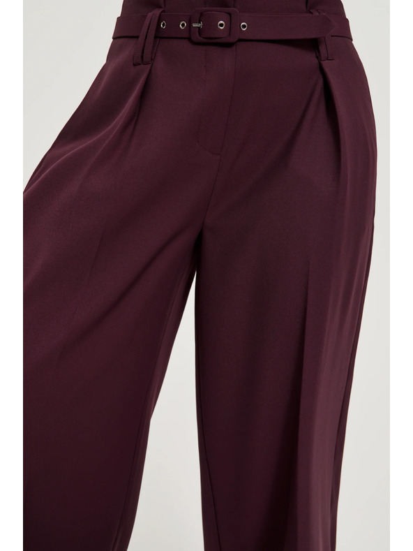 Moodo Bordo hlače s teksturom i pojasom Moodo