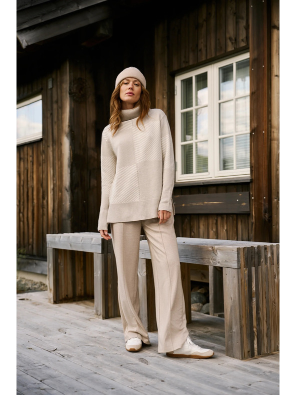 Moodo Bež hlače širokih nogavica Moodo