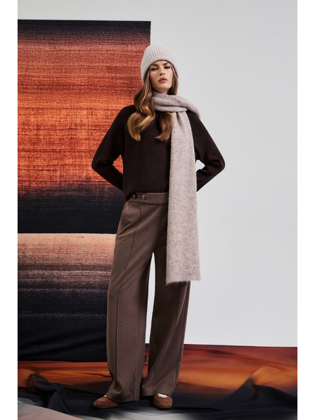 Moodo Smeđe hlače s širokim nogavicama Moodo