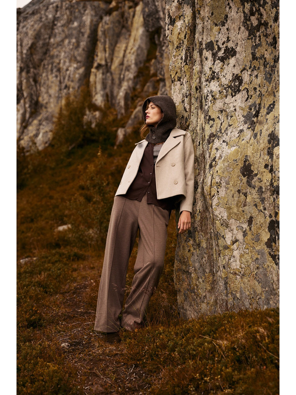 Moodo Smeđe hlače s širokim nogavicama Moodo