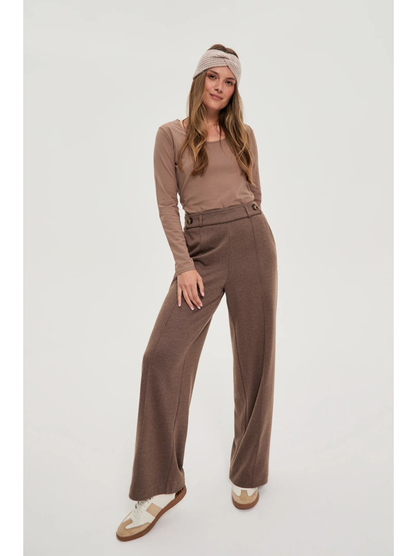 Moodo Smeđe hlače s širokim nogavicama Moodo