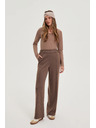 Moodo Smeđe hlače s širokim nogavicama Moodo