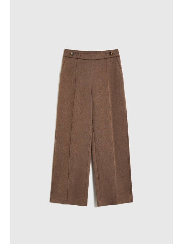 Moodo Smeđe hlače s širokim nogavicama Moodo