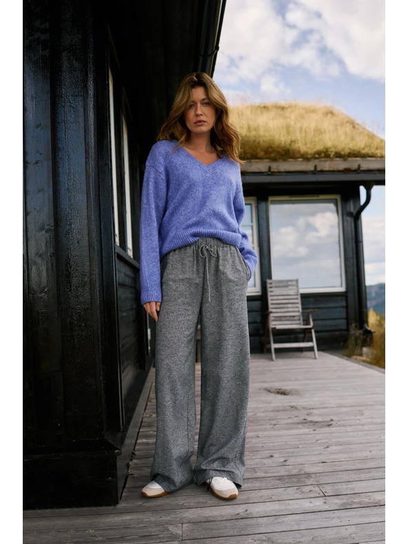 Moodo Sive pamučne hlače širokih nogavica Moodo