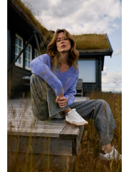 Moodo Sive pamučne hlače širokih nogavica Moodo