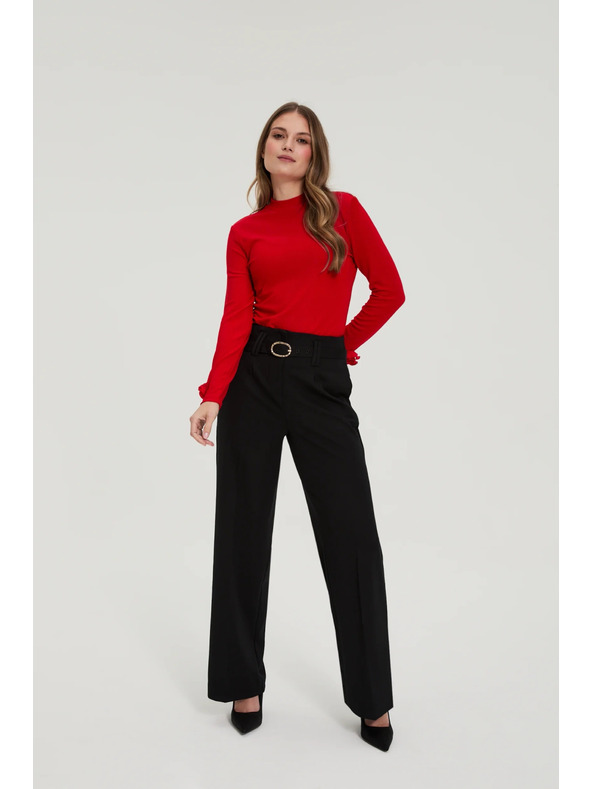 Moodo Crne hlače s teksturom i pojasom Moodo