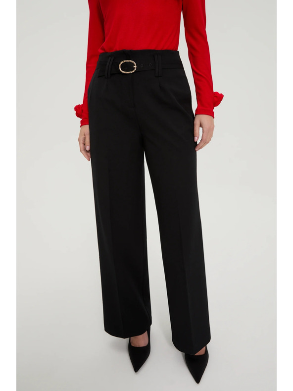 Moodo Crne hlače s teksturom i pojasom Moodo