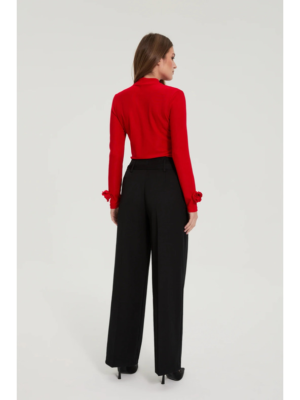 Moodo Crne hlače s teksturom i pojasom Moodo