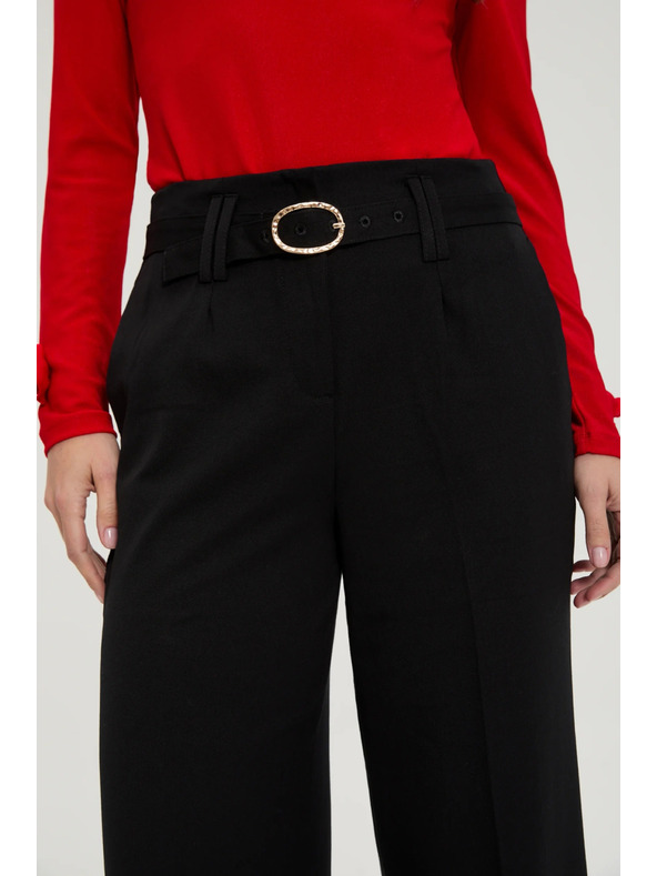 Moodo Crne hlače s teksturom i pojasom Moodo