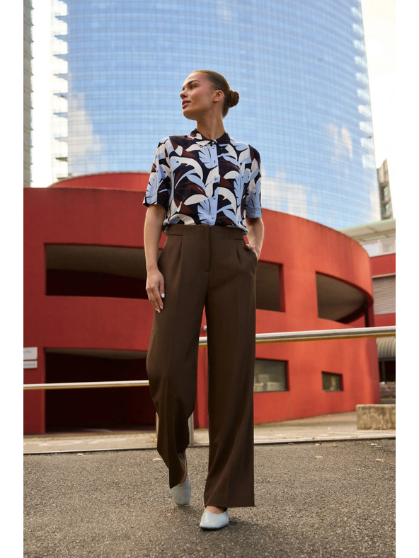 Moodo Smeđe hlače s širokim nogavicama Moodo