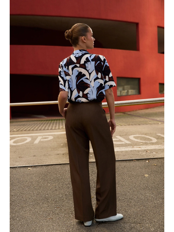 Moodo Smeđe hlače s širokim nogavicama Moodo