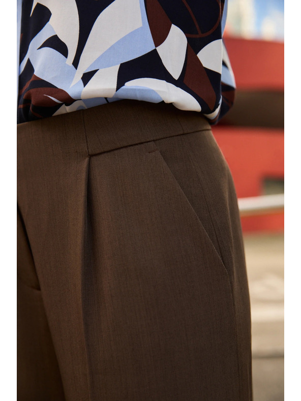 Moodo Smeđe hlače s širokim nogavicama Moodo