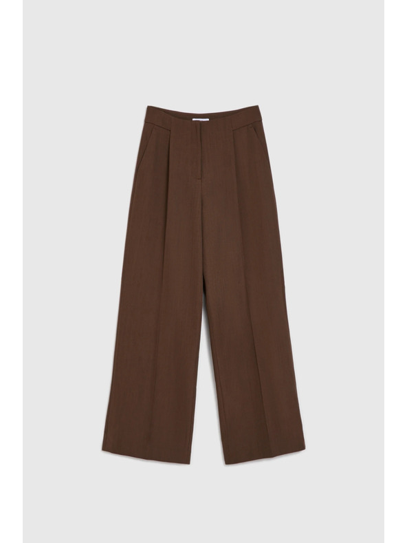 Moodo Smeđe hlače s širokim nogavicama Moodo