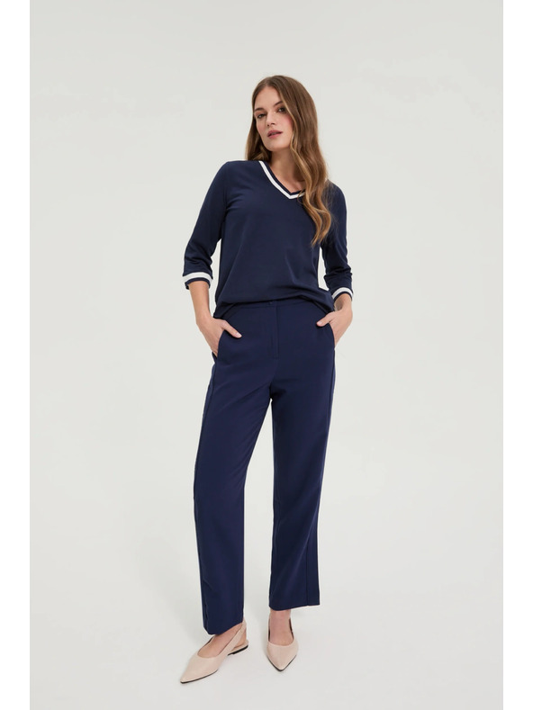 Moodo Glatke hlače tamno plave boje Moodo