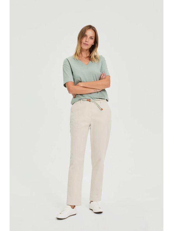 Moodo Bež pamučne hlače Moodo