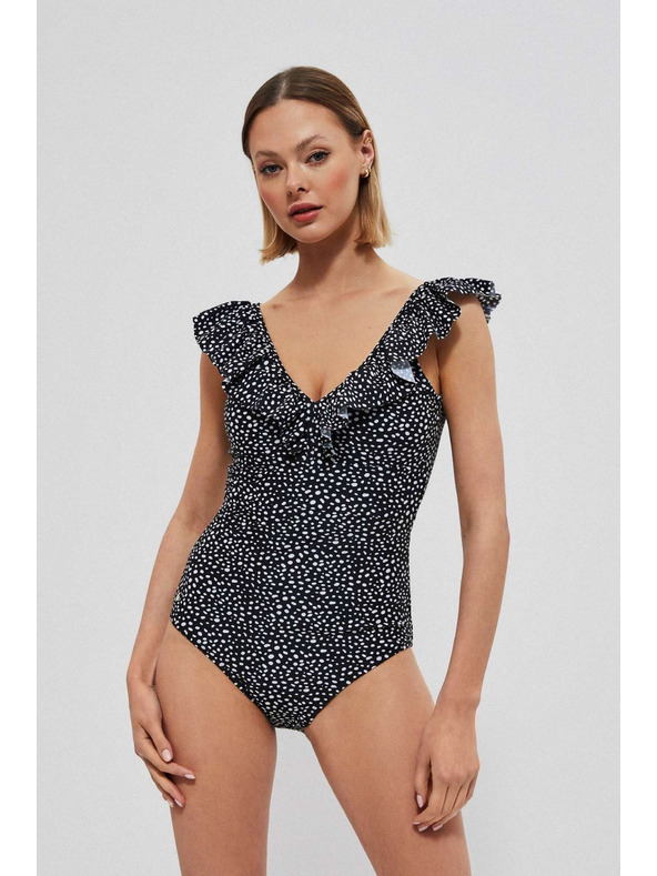 Moodo Jednodjelni kupaći kostim s ukrašenim dekolteom crni Moodo