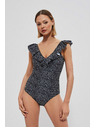 Moodo Jednodjelni kupaći kostim s ukrašenim dekolteom crni Moodo