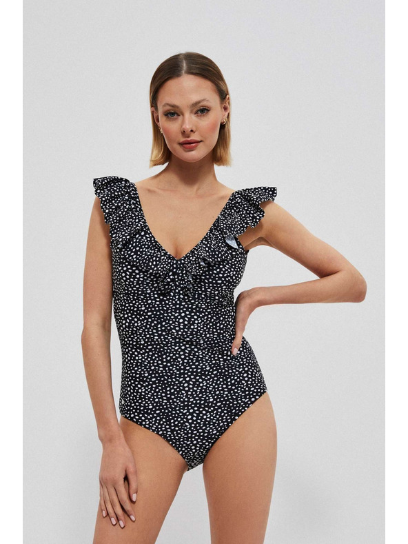 Moodo Jednodjelni kupaći kostim s ukrašenim dekolteom crni Moodo