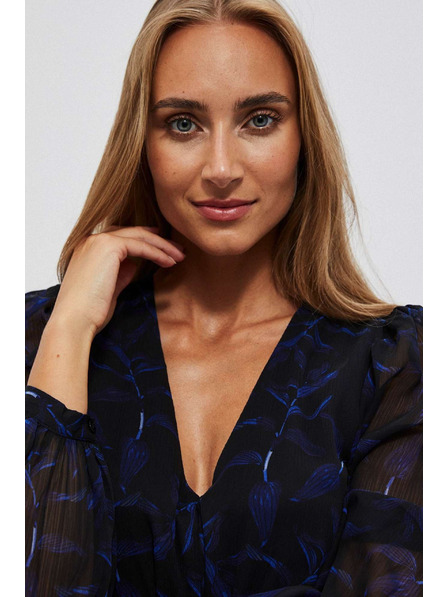 Moodo Crne midi haljine s printom i napuhanim rukavima Moodo