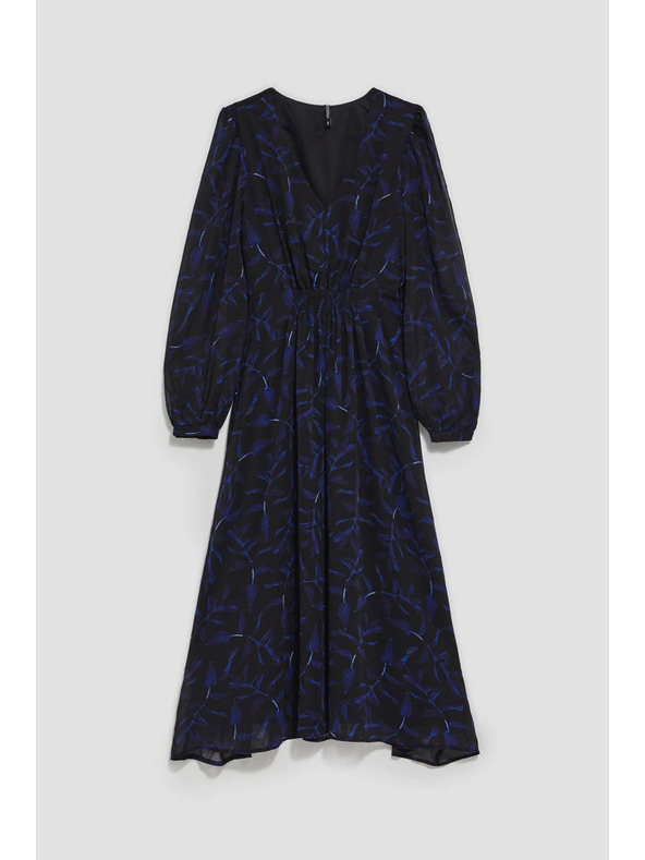 Moodo Crne midi haljine s printom i napuhanim rukavima Moodo