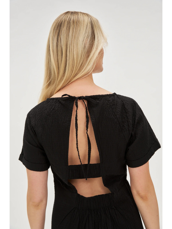 Moodo Crne pamučne haljine s golim leđima Moodo