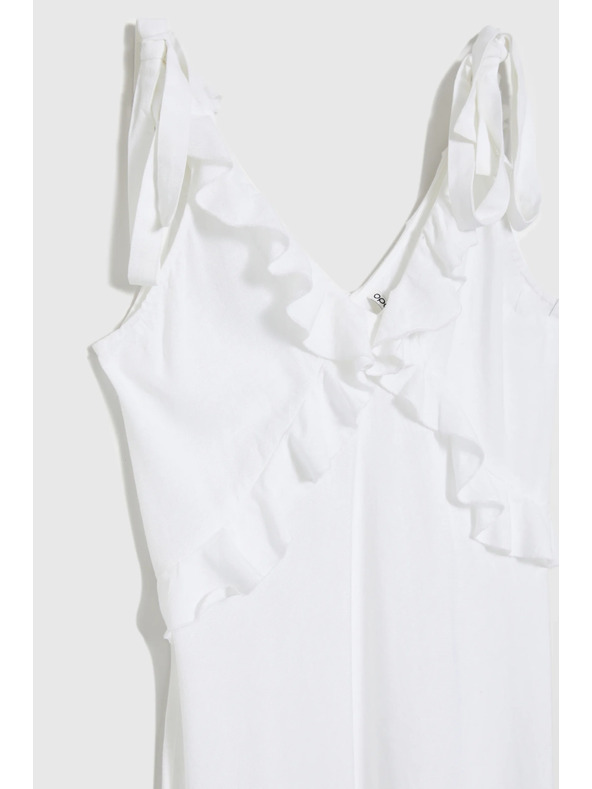 Moodo Bijele midi haljine s volanima na dekolte Moodo