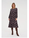Moodo Crne midi haljine s cvjetićima Moodo