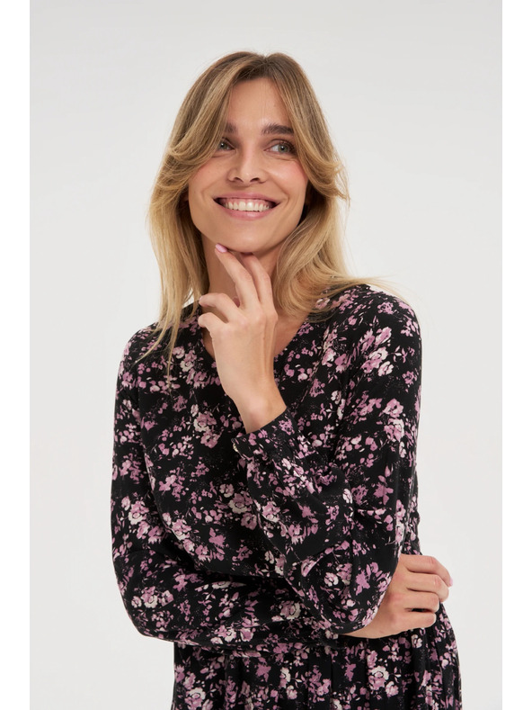 Moodo Crne midi haljine s cvjetićima Moodo