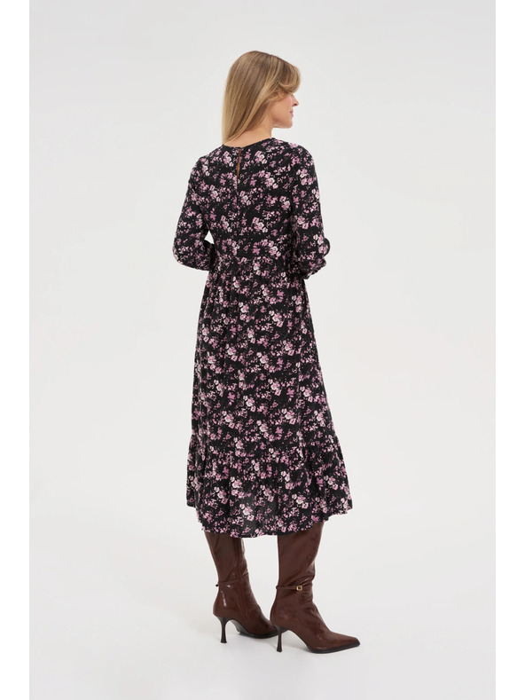Moodo Crne midi haljine s cvjetićima Moodo