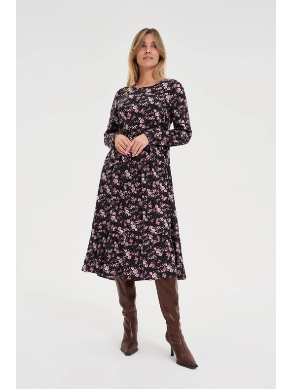 Moodo Crne midi haljine s cvjetićima Moodo