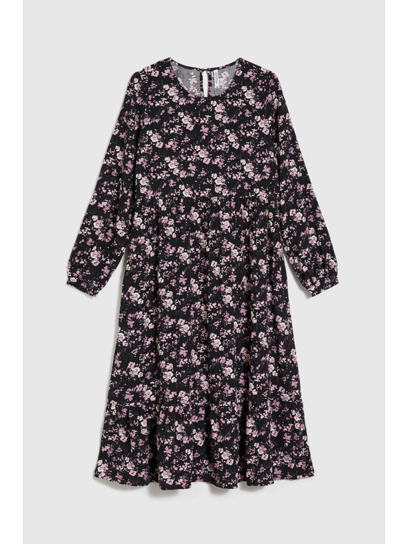Moodo Crne midi haljine s cvjetićima Moodo