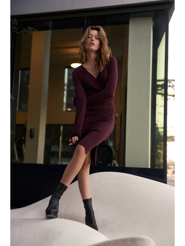 Moodo Pletene burgundy haljine Moodo