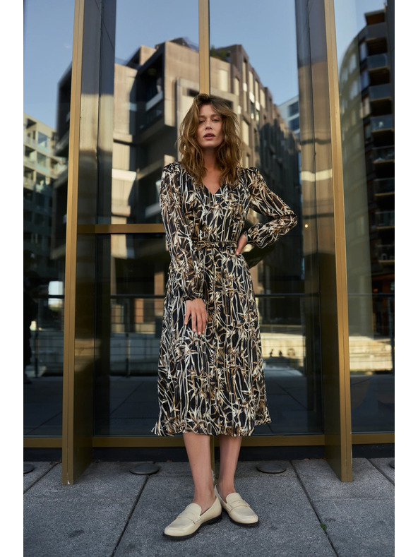 Moodo Crne haljine s biljnim uzorkom i pojasom Moodo