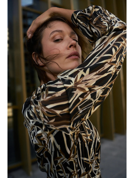 Moodo Crne haljine s biljnim uzorkom i pojasom Moodo