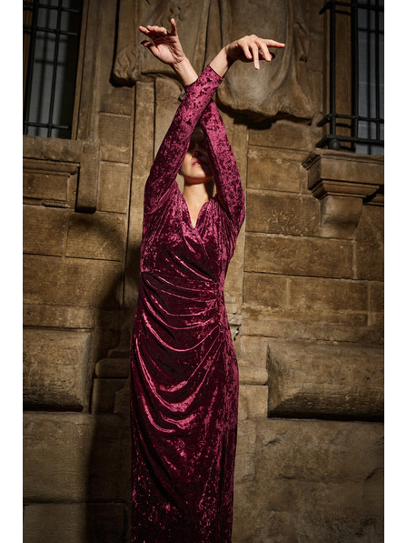 Moodo Bordo baršunaste midi haljine Moodo