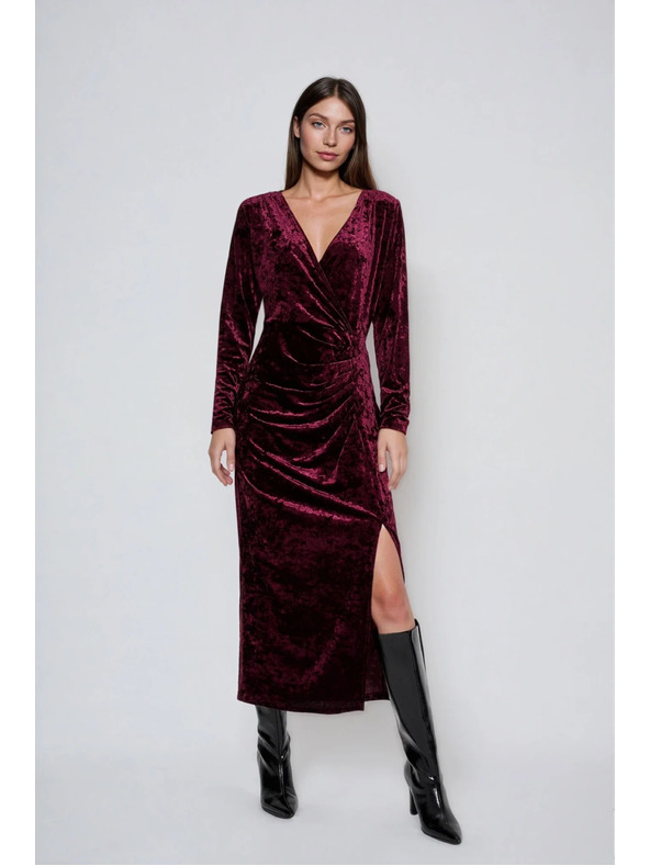 Moodo Bordo baršunaste midi haljine Moodo