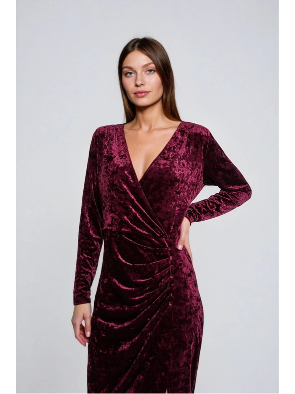 Moodo Bordo baršunaste midi haljine Moodo
