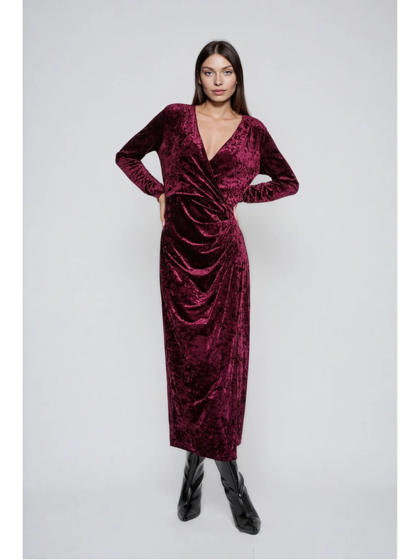 Moodo Bordo baršunaste midi haljine Moodo
