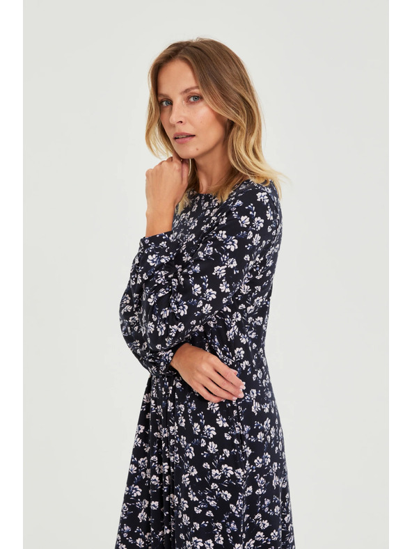 Moodo Tamno plave midi haljine s cvjetovima Moodo