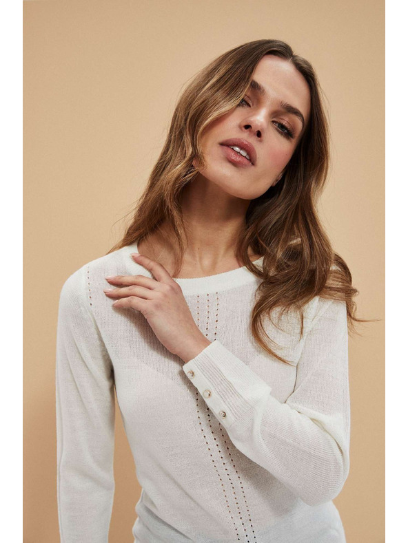 Moodo Biserasti pulover s čipkastom dekoracijom Moodo