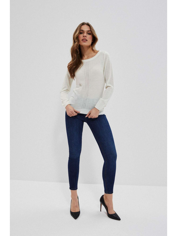 Moodo Biserasti pulover s čipkastom dekoracijom Moodo