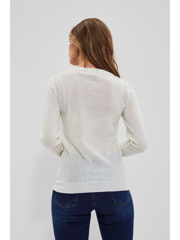 Moodo Biserasti pulover s čipkastom dekoracijom Moodo