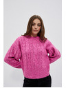 Moodo Fuksija pulover s pleteničastim uzorkom Moodo
